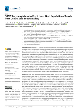 PRNP Polymorphisms in Eight Local Goat Populations/Breeds from Central and Southern Italy