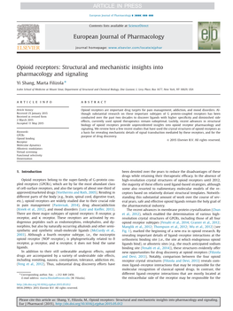 Opioid Receptors: Structural and Mechanistic Insights Into Pharmacology and Signaling