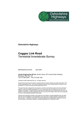 Cogges Link Road Terrestrial Invertebrate Survey