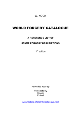 World Forgery Catalogue, 1998