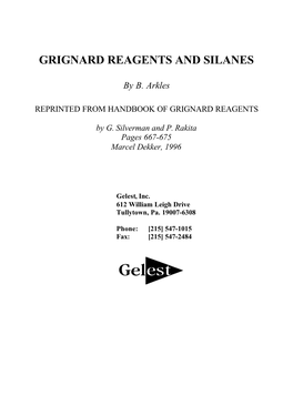 Grignard Reagents and Silanes