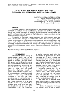 Structural Anatomical Aspects of Two Euphorbia (Euphorbiaceae Juss.) Species Leaves