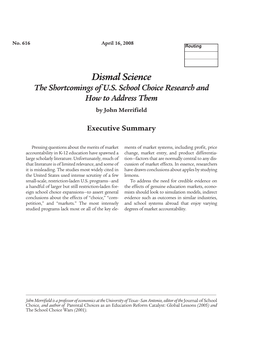 Dismal Science: the Shortcomings of U.S. School Choice Research And