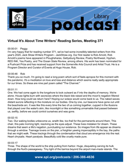 Virtual It's About Time Writers' Reading Series, Meeting 371