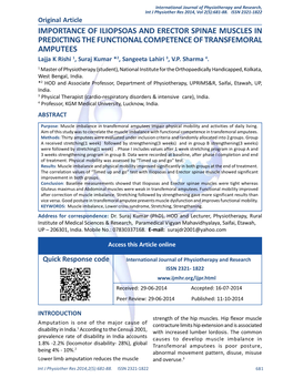 Importance of Iliopsoas and Erector Spinae Muscles in Predicting The