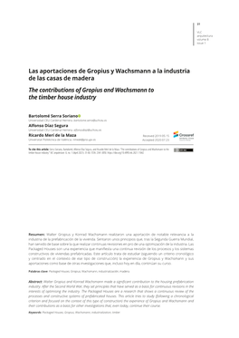 Las Aportaciones De Gropius Y Wachsmann a La Industria De Las Casas De Madera the Contributions of Gropius and Wachsmann to the Timber House Industry