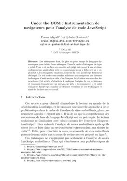 Instrumentation De Navigateurs Pour L'analyse De Code Javascript