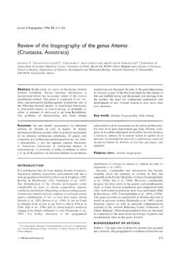 Review of the Biogeography of the Genus Artemia (Crustacea