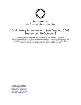 Oral History Interview with Jere Osgood, 2001 September 19-October 8