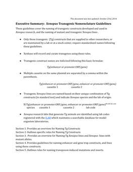 Xenopus Transgenic Nomenclature Guidelines