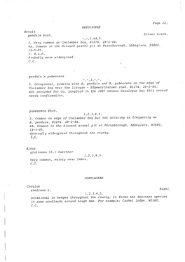 Page 12. BETULACE~E Betula Pendula Roth. Silver Birch. —,—,3,4A,5