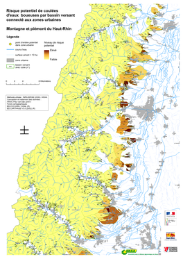 Risque Potentiel De Coulées D'eaux Boueuses Par Bassin Versant Connecté Aux Zones Urbaines Montagne Et Piémont Du Haut-Rhin