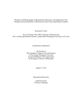 Phylogeny and Biogeography of Iguanodontian Dinosaurs, with Implications from Ontogeny and an Examination of the Function of the Fused Carpal-Digit I Complex