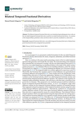 Bilateral Tempered Fractional Derivatives