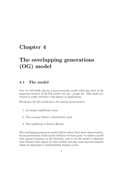 Chapter 4 the Overlapping Generations (OG) Model