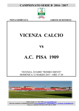 VICENZA CALCIO Vs A.C. PISA 1909