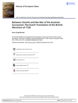 Between Utrecht and the War of the Austrian Succession: the Dutch Translation of the British Merchant of 1728