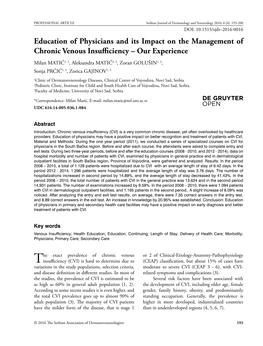 Education of Physicians and Its Impact on the Management of Chronic Venous Insufficiency – Our Experience