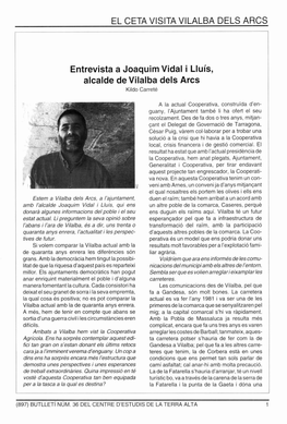 Entrevista a Joaquim Vidal I Lluís, Alcalde De Vilalba Dels Arcs Kildo Carreté