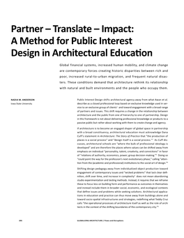 A Method for Public Interest Design in Architectural Education