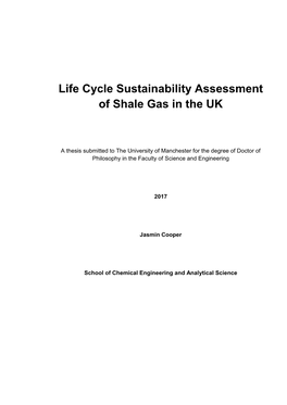 Life Cycle Sustainability Assessment of Shale Gas in the UK