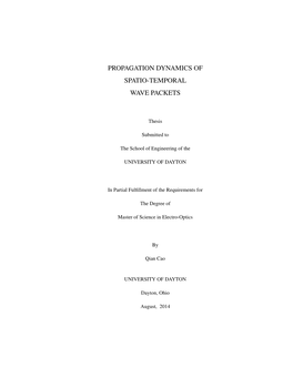 Propagation Dynamics of Spatio-Temporal Wave Packets