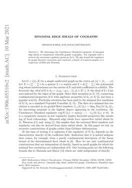 Arxiv:1906.05510V2 [Math.AC]