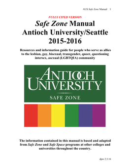 Safe Zone Manual Antioch University/Seattle 2015-2016