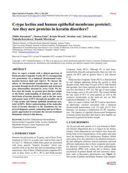 C-Type Lectins and Human Epithelial Membrane Protein1: Are They New Proteins in Keratin Disorders?