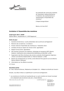 Invitation À L'assemblée Des Membres