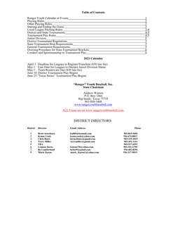 Texas Dixie Youth Baseball Official State Handbook of Rules