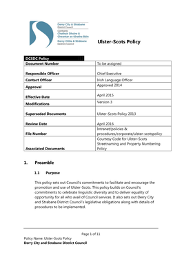 Ulster-Scots Policy