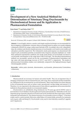 Development of a New Analytical Method for Determination of Veterinary Drug Oxyclozanide by Electrochemical Sensor and Its Application to Pharmaceutical Formulation