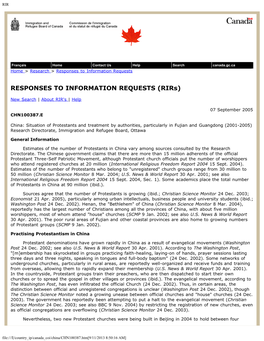 Responses to Information Requests