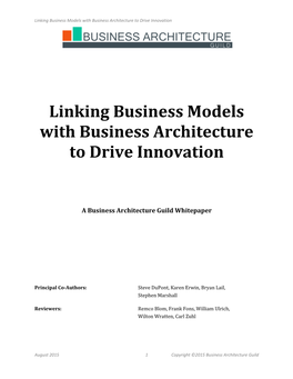 Linking Business Models with Business Architecture to Drive Innovation