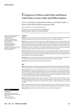 Comparison of Ottawa Ankle Rules and Bernese Ankle Rules in Acute Ankle and Midfoot Injuries