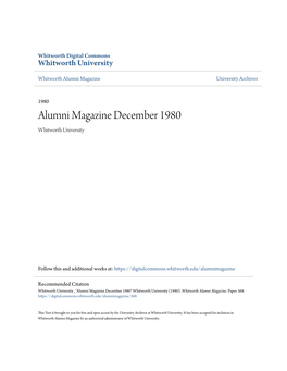 Alumni Magazine December 1980 Whitworth University