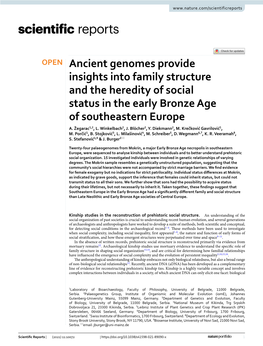 Ancient Genomes Provide Insights Into Family Structure and the Heredity of Social Status in the Early Bronze Age of Southeastern Europe A