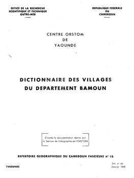 Dictionnaire Des Villages Du Département Bamoun 42 P