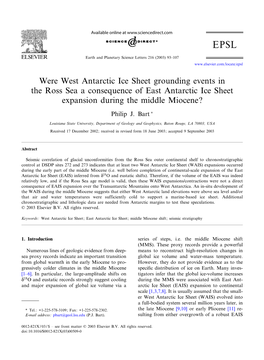 Were West Antarctic Ice Sheet Grounding Events in the Ross Sea a Consequence of East Antarctic Ice Sheet Expansion During the Middle Miocene?