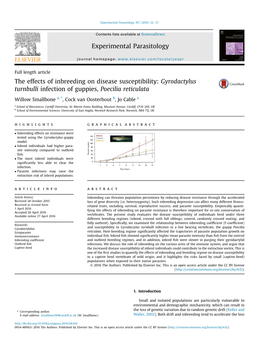 The Effects of Inbreeding on Disease Susceptibility: Gyrodactylus Turnbulli Infection of Guppies, Poecilia Reticulata