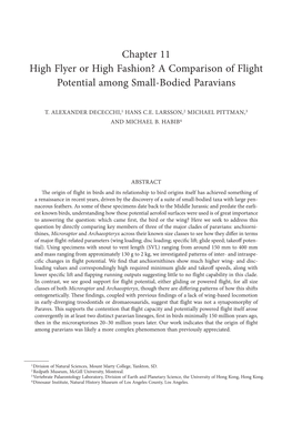 A Comparison of Flight Potential Among Small-Bodied Paravians