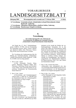 LANDESGESETZBLATT Jahrgang 2004 Herausgegeben Und Versendet Am 17