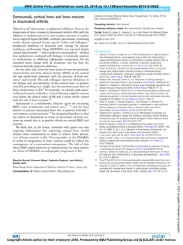 Denosumab, Cortical Bone and Bone Erosions in Rheumatoid Arthritis