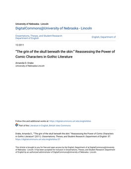 “The Grin of the Skull Beneath the Skin:” Reassessing the Power of Comic Characters in Gothic Literature