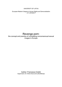 Revenge Porn: the Concept and Practice of Combatting Nonconsensual Sexual Images in Europe