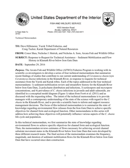 Sediment Mobilization and Flow History in Klamath River Below Iron Gate Dam DATE: September 29, 2016