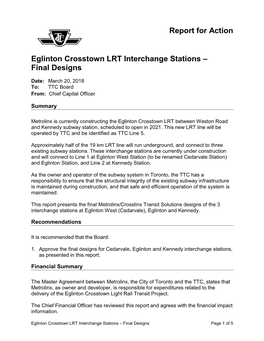 Eglinton Crosstown LRT Interchange Stations – Final Designs
