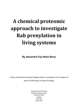 A Chemical Proteomic Approach to Investigate Rab Prenylation in Living Systems
