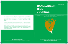 Bangladesh Rice Journal Bangladesh Rice Journal